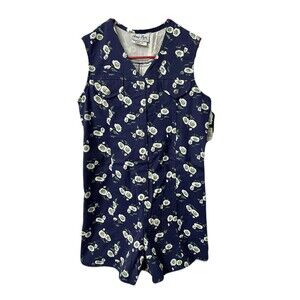 NEW Vintage 90s Girls Size XL 16 Navy Floral Romper Sleeveless Amy Byer Made USA